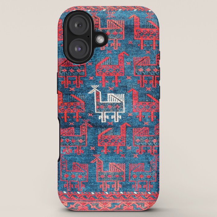 25 Peacocks Baluch Khorasan Persian Bag Face Print iPhone Case