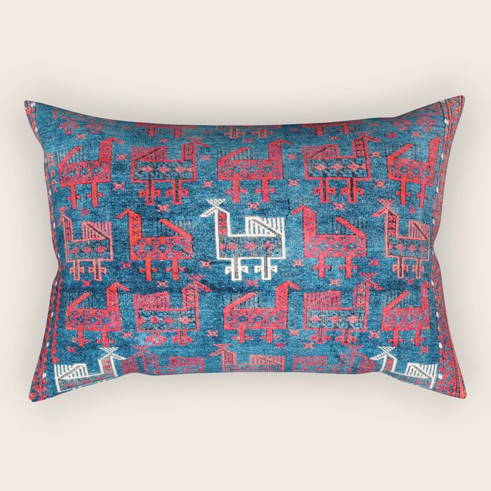 25 Peacocks Baluch Khorasan Persian Bag Face Print Rectangular Pillow