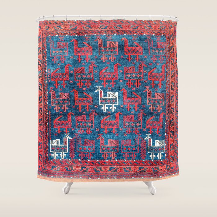 25 Peacocks Baluch Khorasan Persian Bag Face Print Shower Curtain