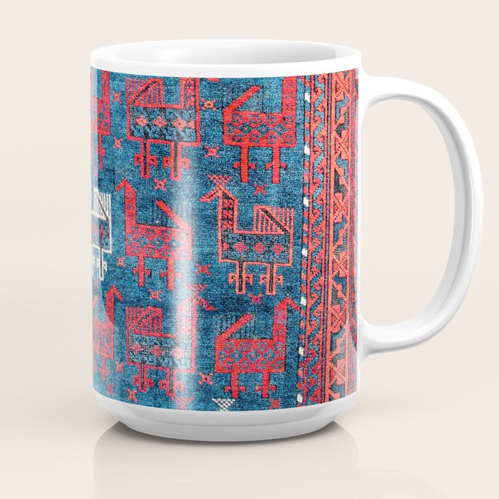 25 Peacocks Baluch Khorasan Persian Bag Face Print Coffee Mug