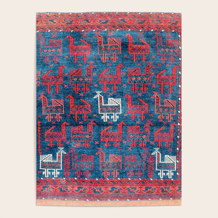 25 Peacocks Baluch Khorasan Persian Bag Face Print Poster