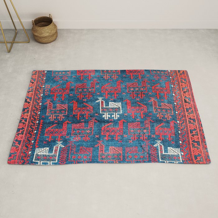 25 Peacocks Baluch Khorasan Persian Bag Face Print Rug