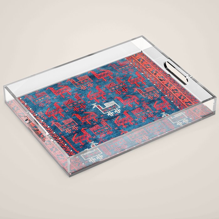 25 Peacocks Baluch Khorasan Persian Bag Face Print Acrylic Tray
