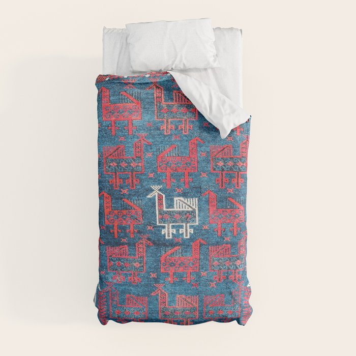 25 Peacocks Baluch Khorasan Persian Bag Face Print Duvet Cover