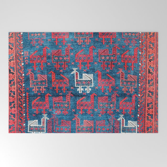 25 Peacocks Baluch Khorasan Persian Bag Face Print Welcome Mat