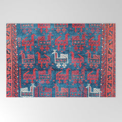 25 Peacocks Baluch Khorasan Persian Bag Face Print Welcome Mat