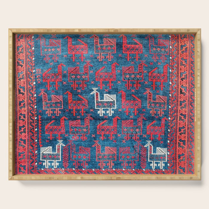 25 Peacocks Baluch Khorasan Persian Bag Face Print Serving Tray