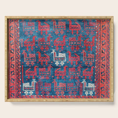 25 Peacocks Baluch Khorasan Persian Bag Face Print Serving Tray
