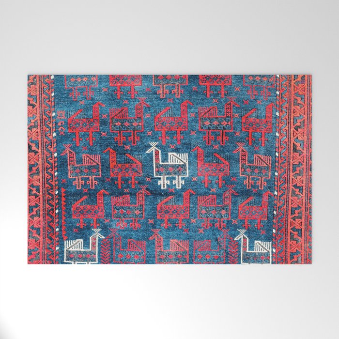 25 Peacocks Baluch Khorasan Persian Bag Face Print Welcome Mat
