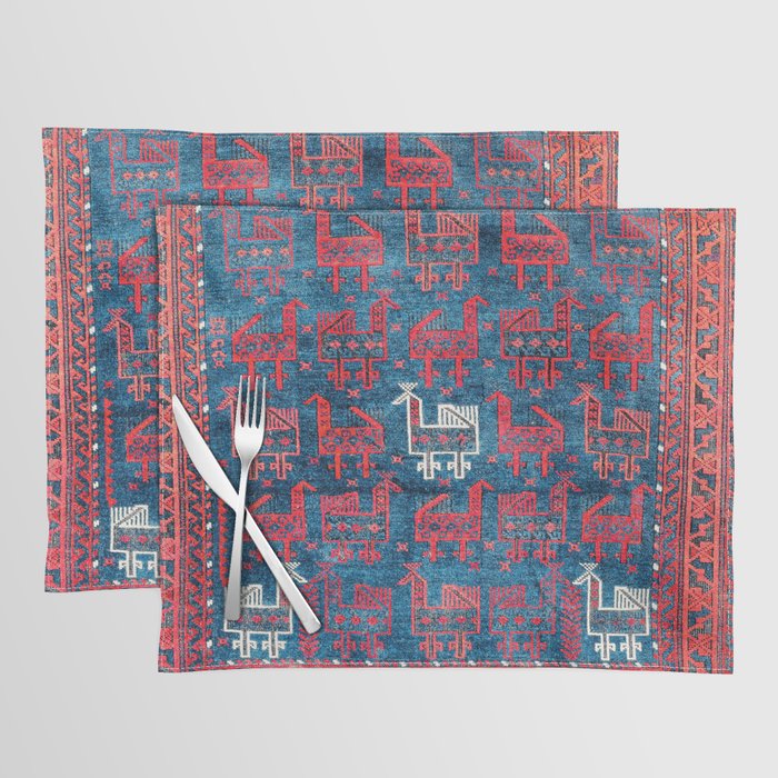25 Peacocks Baluch Khorasan Persian Bag Face Print Placemat