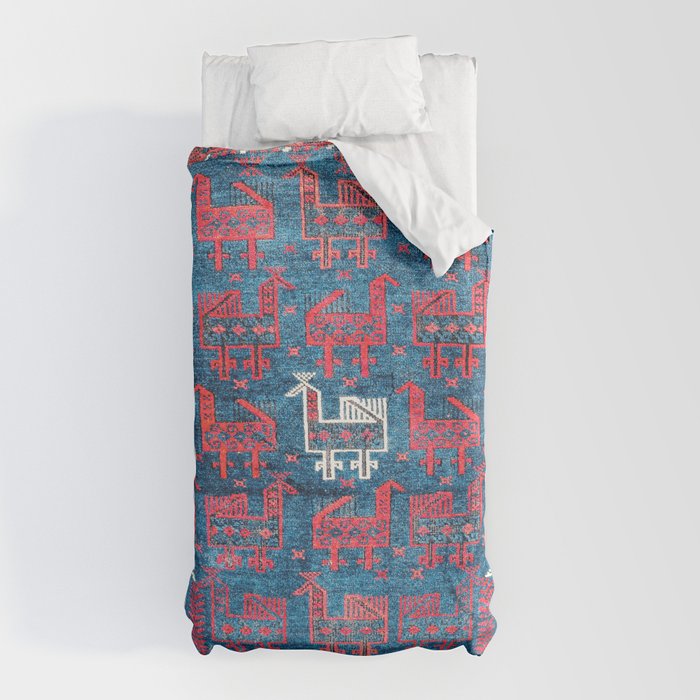 25 Peacocks Baluch Khorasan Persian Bag Face Print Duvet Cover