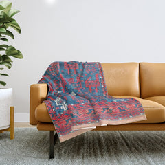 25 Peacocks Baluch Khorasan Persian Bag Face Print Throw Blanket