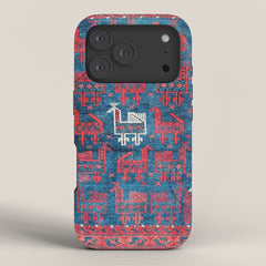 25 Peacocks Baluch Khorasan Persian Bag Face Print iPhone Case
