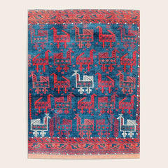 25 Peacocks Baluch Khorasan Persian Bag Face Print Poster