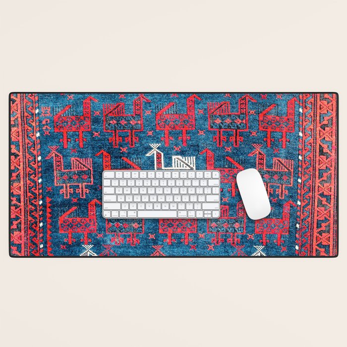 25 Peacocks Baluch Khorasan Persian Bag Face Print Desk Mat