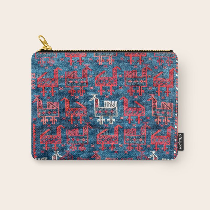 25 Peacocks Baluch Khorasan Persian Bag Face Print Carry All Pouch