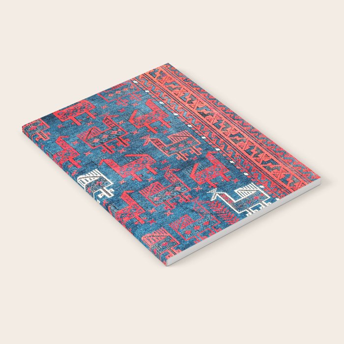 25 Peacocks Baluch Khorasan Persian Bag Face Print Notebook