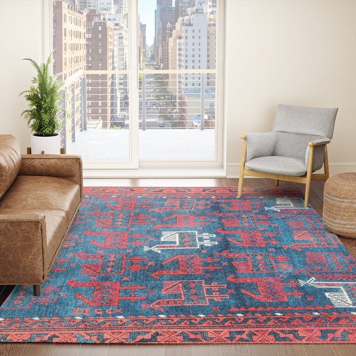 25 Peacocks Baluch Khorasan Persian Bag Face Print Rug
