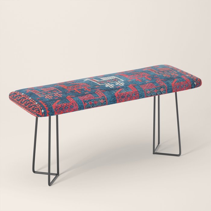25 Peacocks Baluch Khorasan Persian Bag Face Print Bench