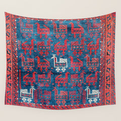 25 Peacocks Baluch Khorasan Persian Bag Face Print Wall Tapestry