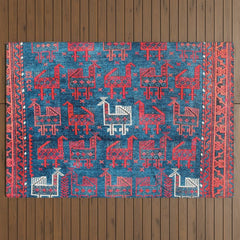 25 Peacocks Baluch Khorasan Persian Bag Face Print Outdoor Rug