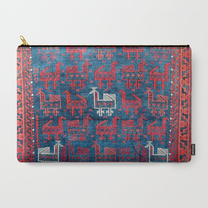 25 Peacocks Baluch Khorasan Persian Bag Face Print Carry All Pouch