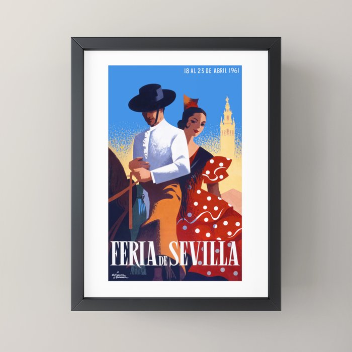 1961 SPAIN Feria De Sevilla Poster Mini Art Print