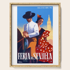 1961 SPAIN Feria De Sevilla Poster Serving Tray