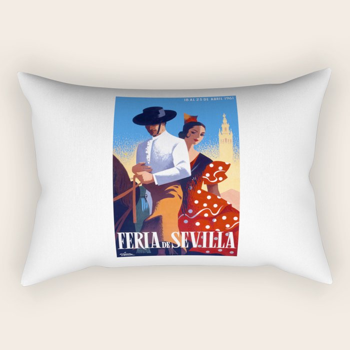 1961 SPAIN Feria De Sevilla Poster Rectangular Pillow