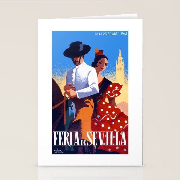 1961 SPAIN Feria De Sevilla Poster Stationery Card