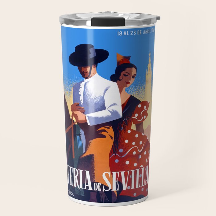 1961 SPAIN Feria De Sevilla Poster Travel Mug