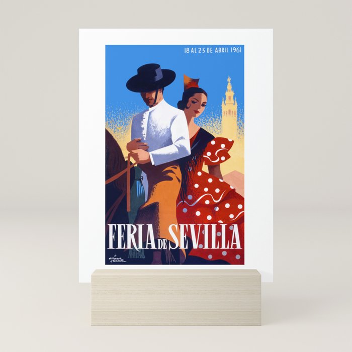 1961 SPAIN Feria De Sevilla Poster Mini Art Print