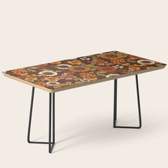 70s retro ditzy flowers, boho, browns, orange, hippie Coffee Table