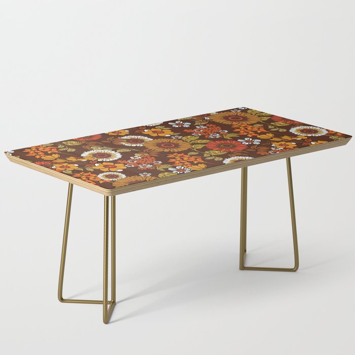 70s retro ditzy flowers, boho, browns, orange, hippie Coffee Table
