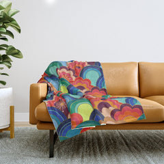 70s rainbow flowers sunset colors Throw Blanket