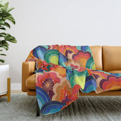 70s rainbow flowers sunset colors Throw Blanket