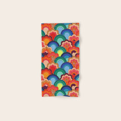 70s rainbow flowers sunset colors Bath Towel