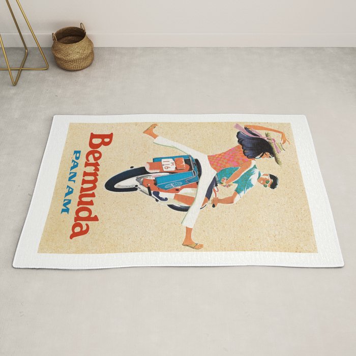 1960 Bermuda Pan American Airlines Travel Poster Rug