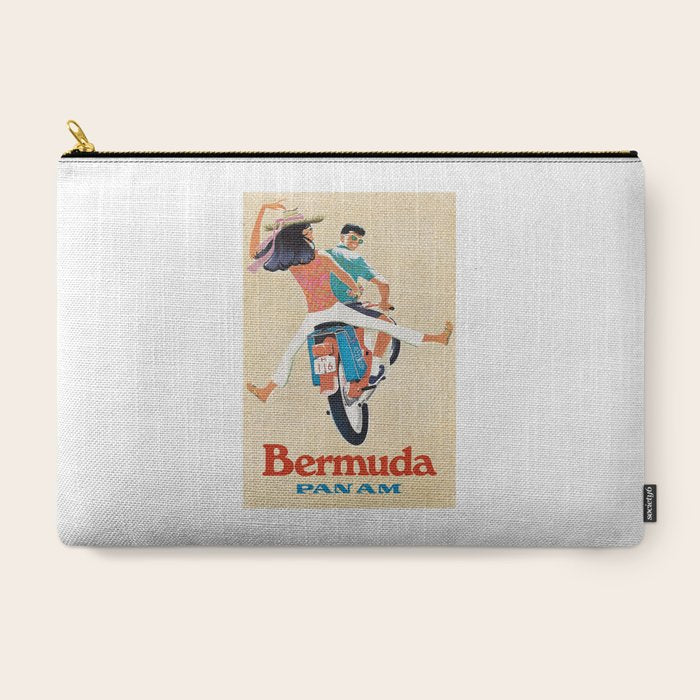 1960 Bermuda Pan American Airlines Travel Poster Carry All Pouch