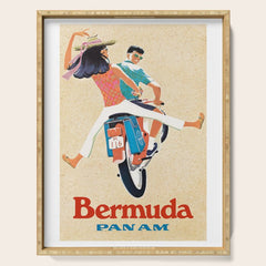 1960 Bermuda Pan American Airlines Travel Poster Serving Tray
