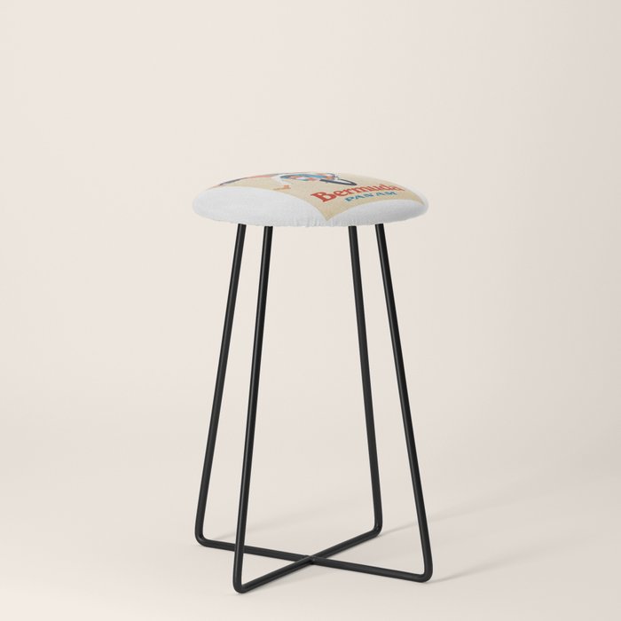 1960 Bermuda Pan American Airlines Travel Poster Stool