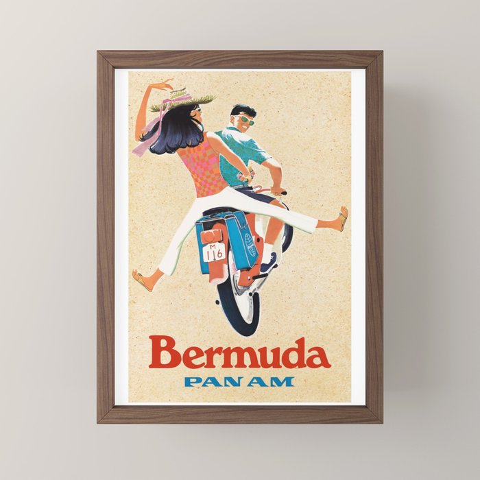 1960 Bermuda Pan American Airlines Travel Poster Mini Art Print