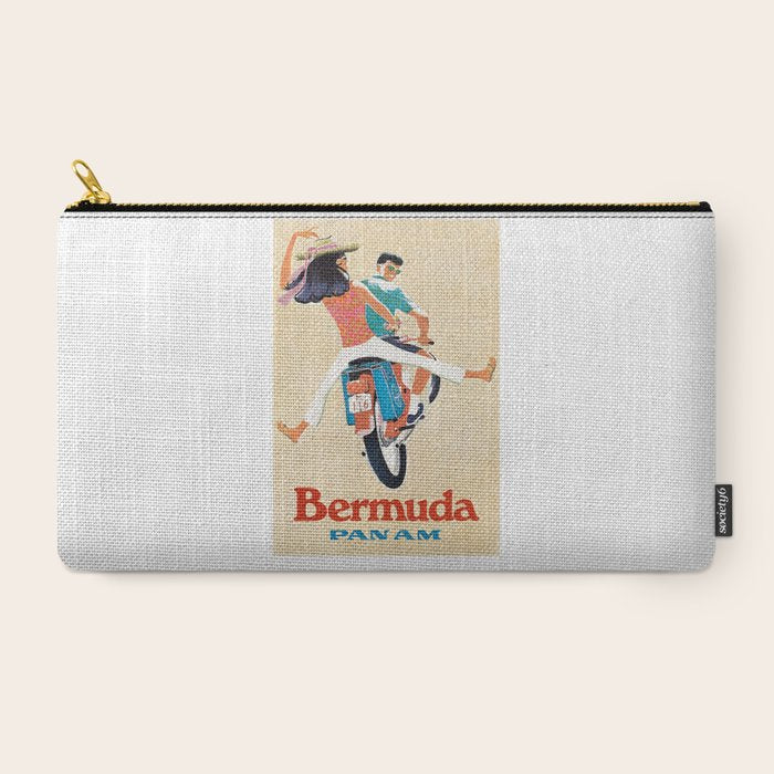 1960 Bermuda Pan American Airlines Travel Poster Carry All Pouch