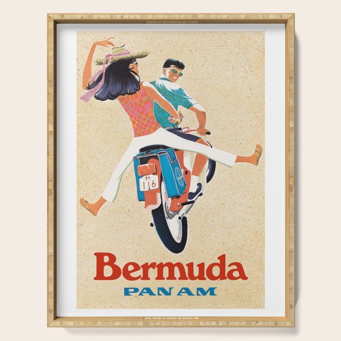 1960 Bermuda Pan American Airlines Travel Poster Serving Tray