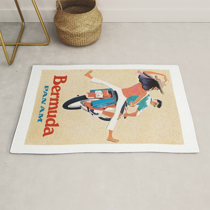 1960 Bermuda Pan American Airlines Travel Poster Rug