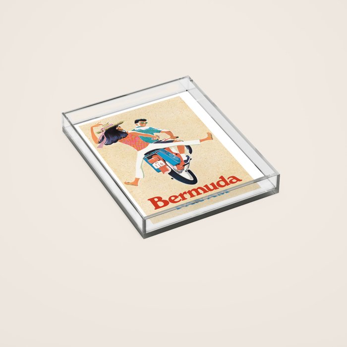 1960 Bermuda Pan American Airlines Travel Poster Acrylic Tray