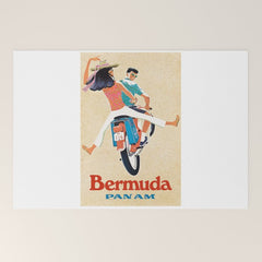 1960 Bermuda Pan American Airlines Travel Poster Welcome Mat