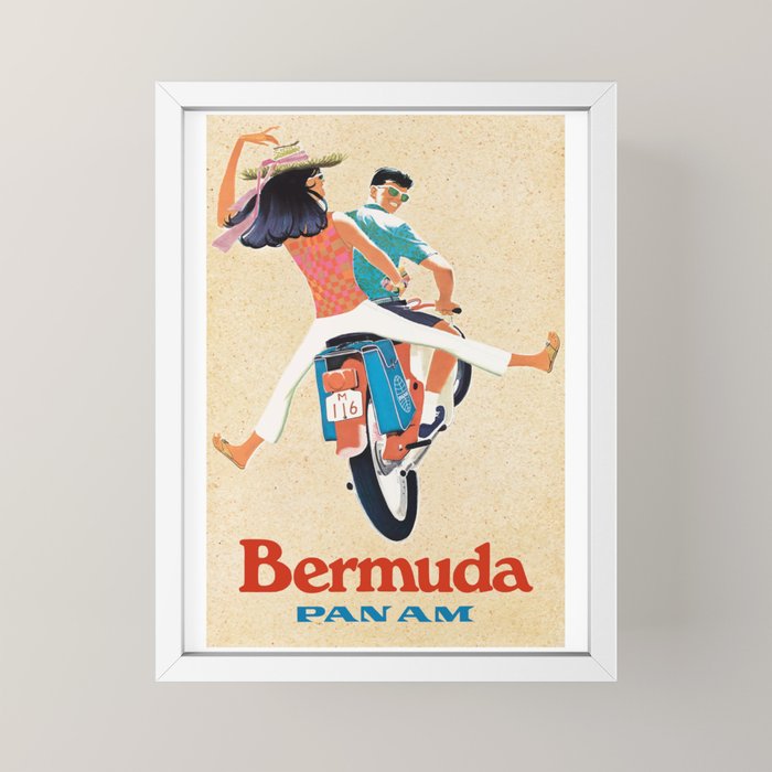 1960 Bermuda Pan American Airlines Travel Poster Mini Art Print