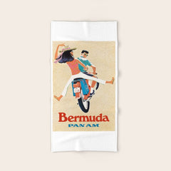 1960 Bermuda Pan American Airlines Travel Poster Bath Towel