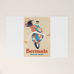 1960 Bermuda Pan American Airlines Travel Poster Welcome Mat